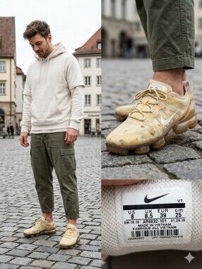Nike Air VaporMax 2019 Gold Beige Sneakers Running Shoes Men's